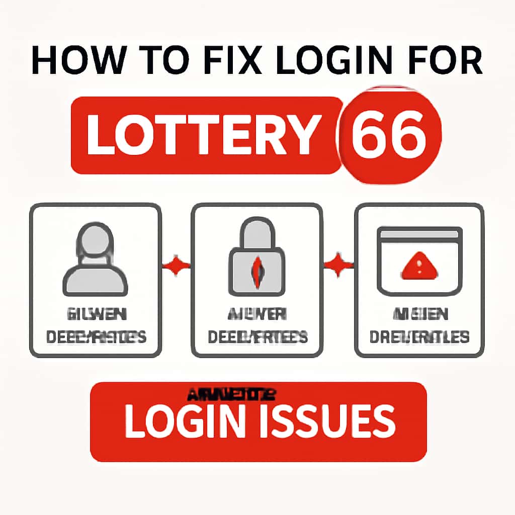 An educational illustration depicting steps for fixing Lottery 66 login issues.