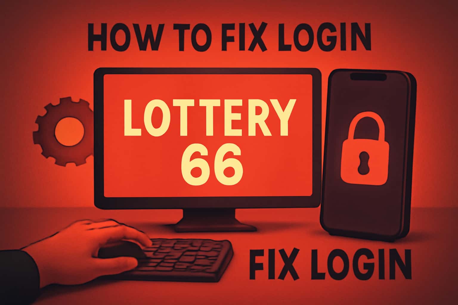 A visual representation of troubleshooting login issues for Lottery 66, featuring the text 'Lottery 66'.